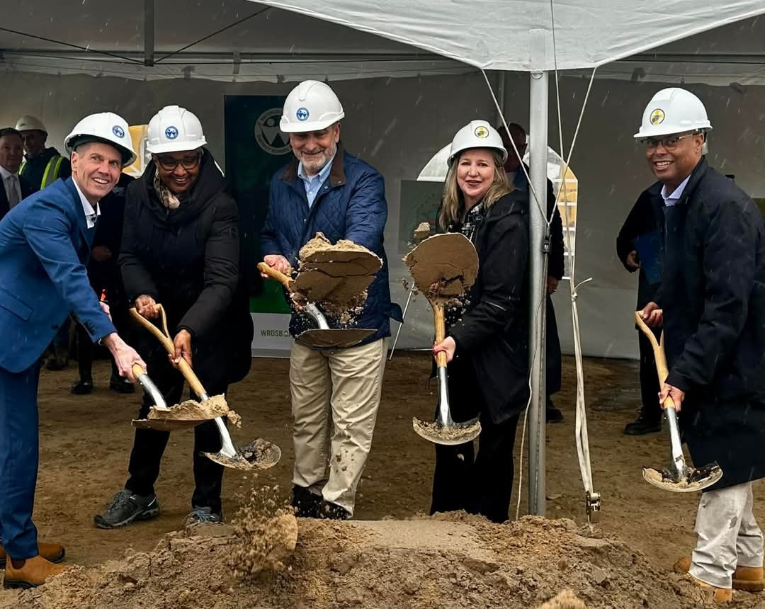 Tracey at a school groundbreaking ceremony