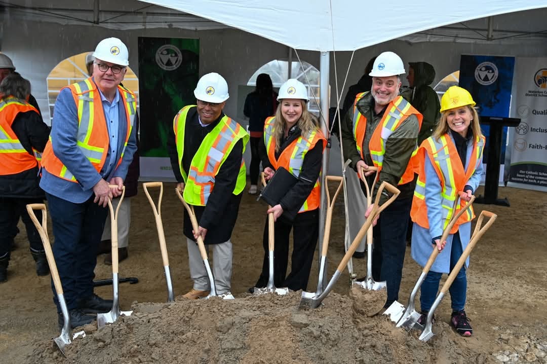 Tracey at a second groundbreaking ceremony