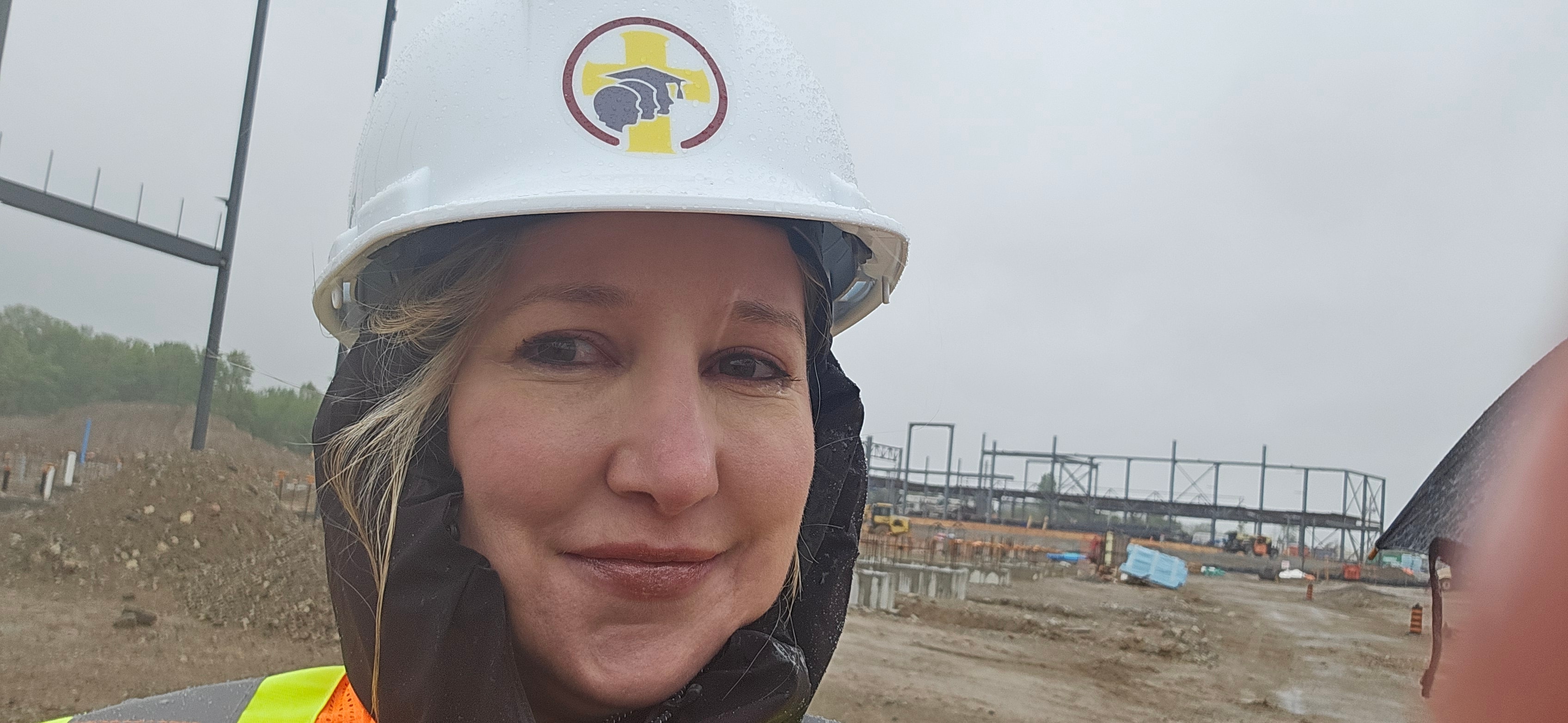 Tracey on a school construction site visit